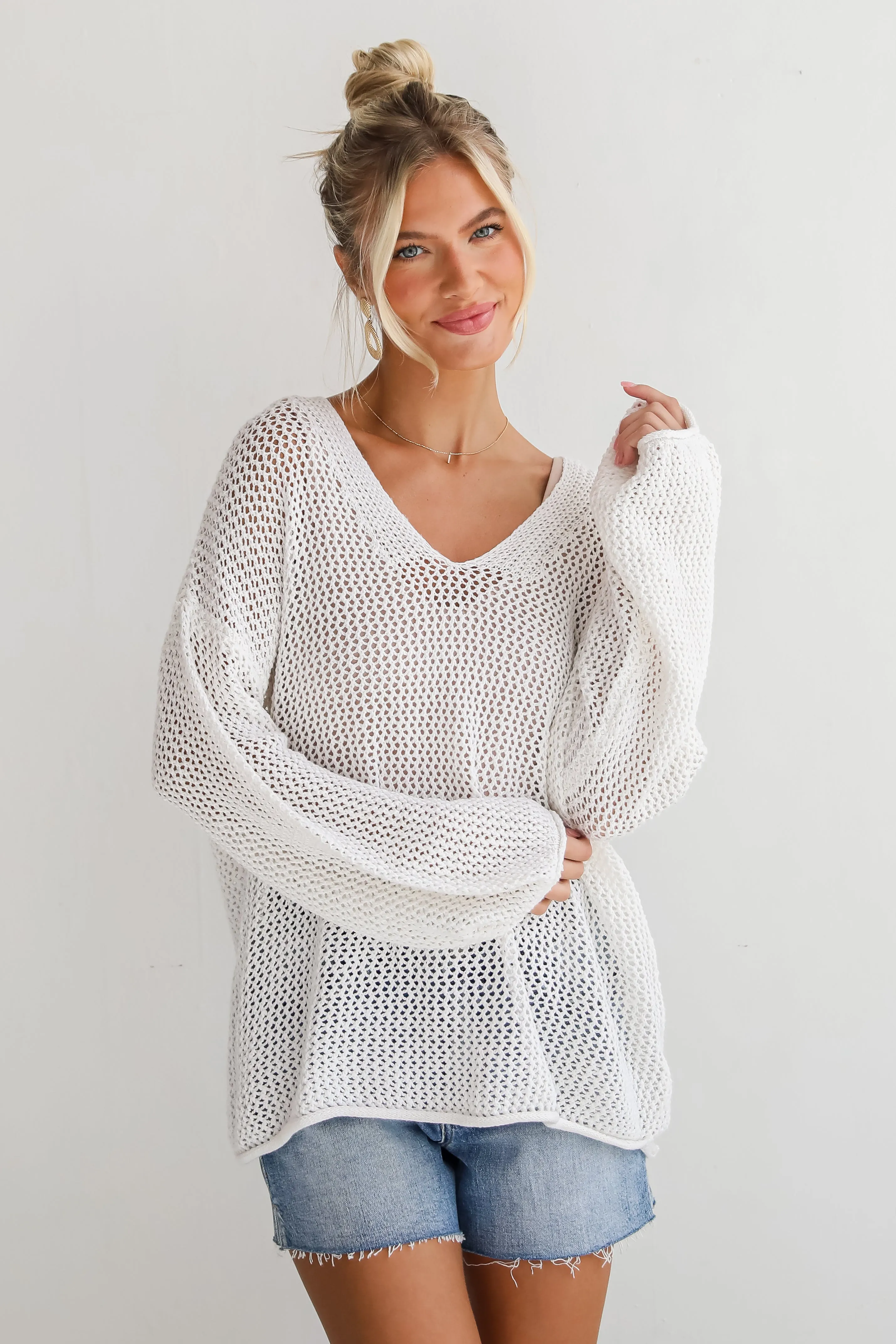 FINAL SALE - Relaxed Attitude Open Knit Sweater