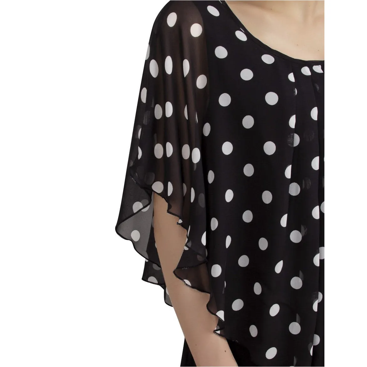 Flared Short Sleeve Chiffon Blouse