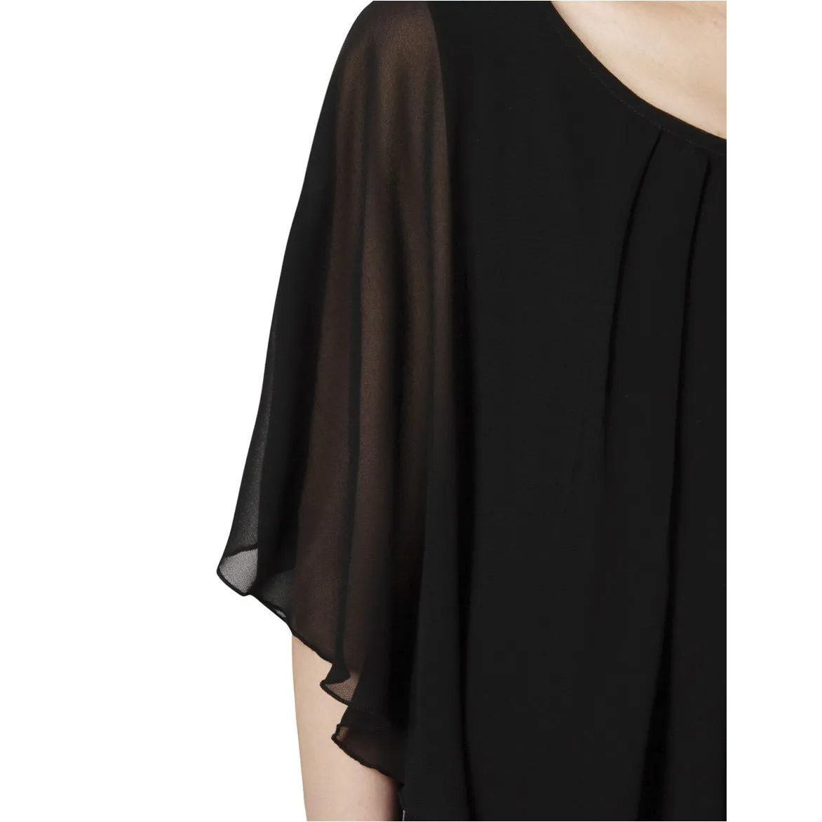 Flared Short Sleeve Chiffon Blouse
