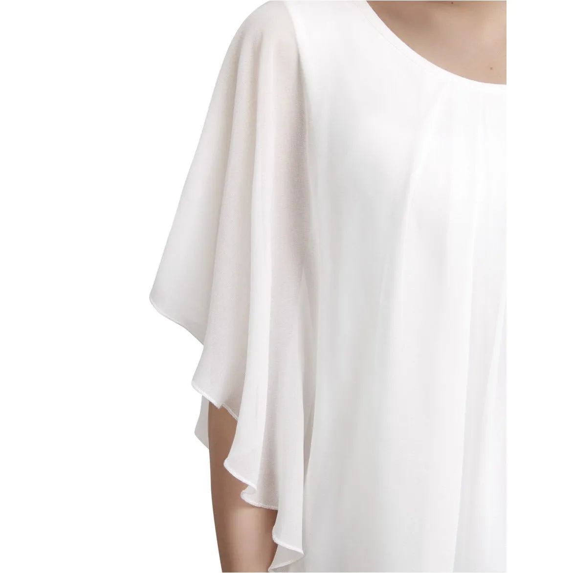 Flared Short Sleeve Chiffon Blouse