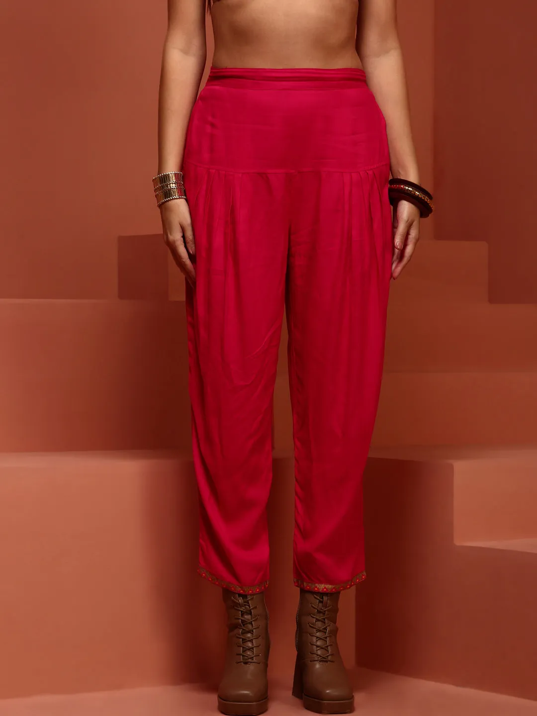 Fuchsia Printed Gathered Tunic top