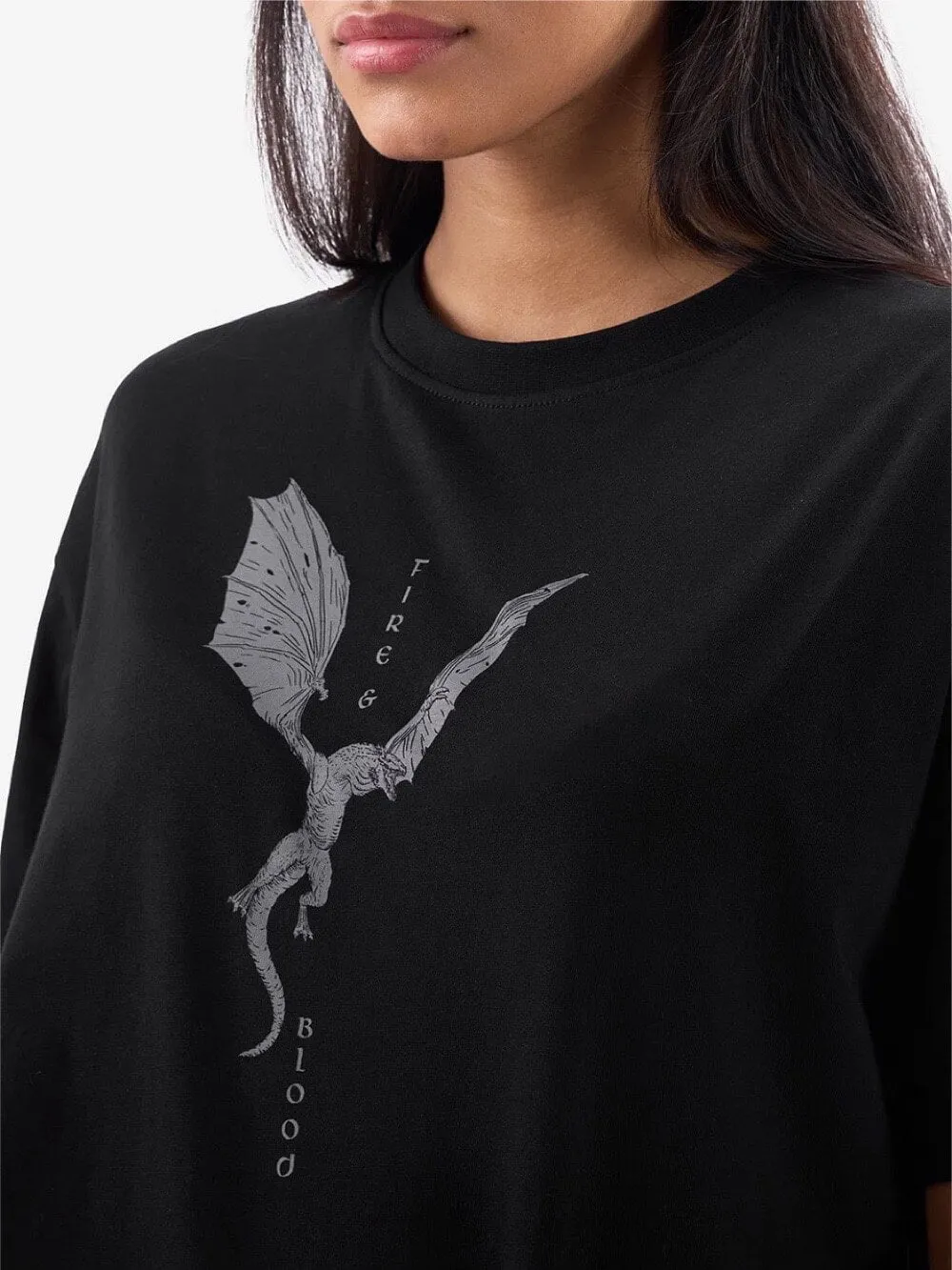 Game Of Thrones House Of Dragon Fire and Blood Printed Cheap Price High Quality Womens Drop Shoulder T shirt Legacy Boutiques Dhaka