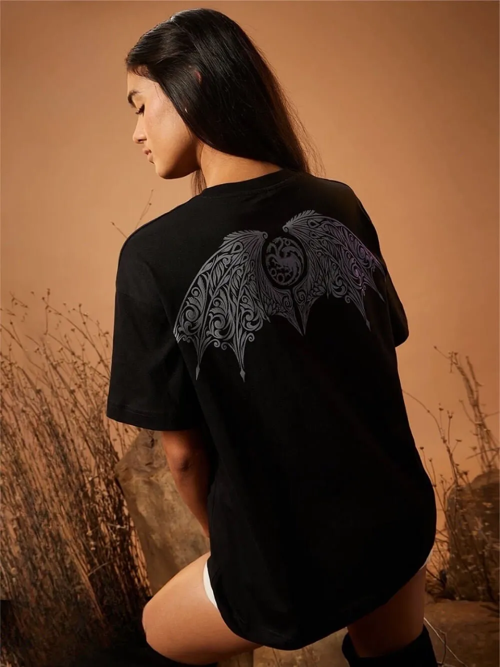 Game Of Thrones House Of Dragon Fire and Blood Printed Cheap Price High Quality Womens Drop Shoulder T shirt Legacy Boutiques Dhaka