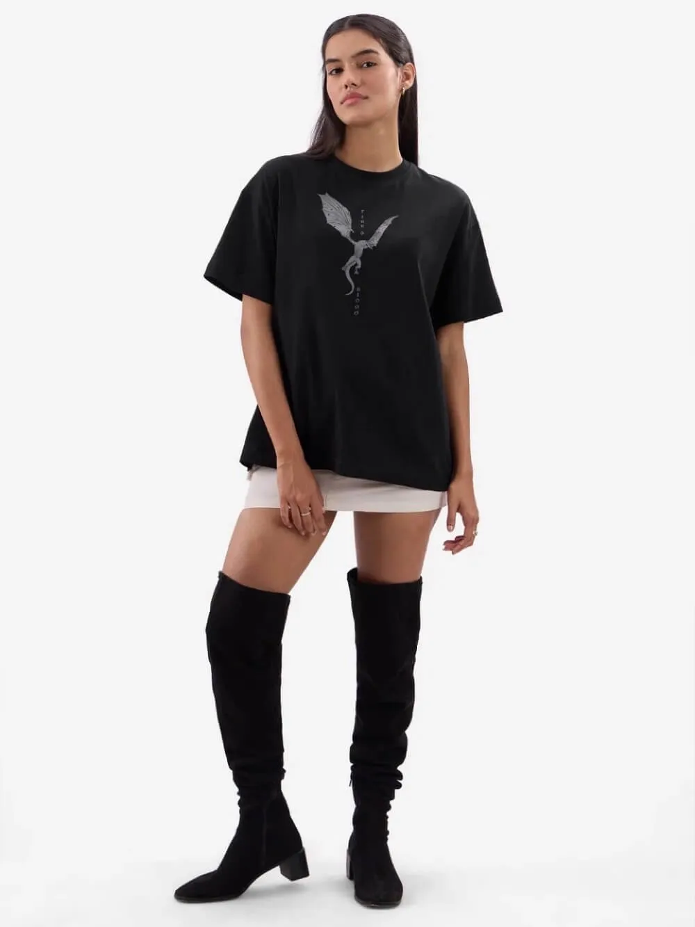 Game Of Thrones House Of Dragon Fire and Blood Printed Cheap Price High Quality Womens Drop Shoulder T shirt Legacy Boutiques Dhaka