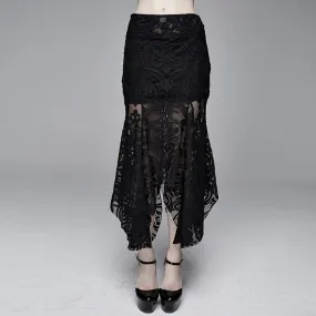 'Ghost Waltz' Gothic Patterned Fishtail Skirt