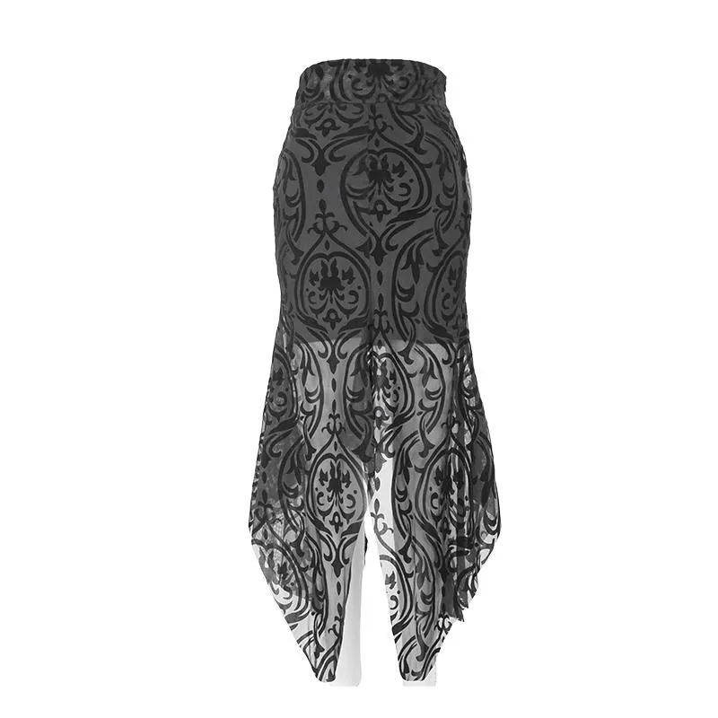 'Ghost Waltz' Gothic Patterned Fishtail Skirt