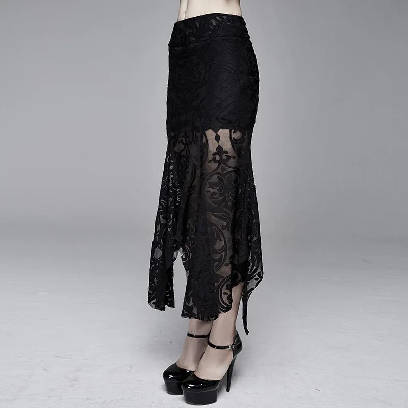 'Ghost Waltz' Gothic Patterned Fishtail Skirt