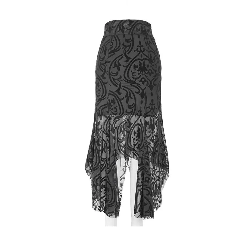 'Ghost Waltz' Gothic Patterned Fishtail Skirt