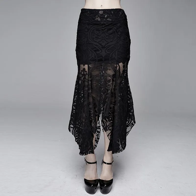 'Ghost Waltz' Gothic Patterned Fishtail Skirt