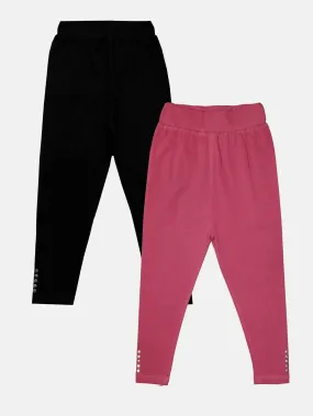 Girls Solid Capri Legging With Stud Pack Of 2
