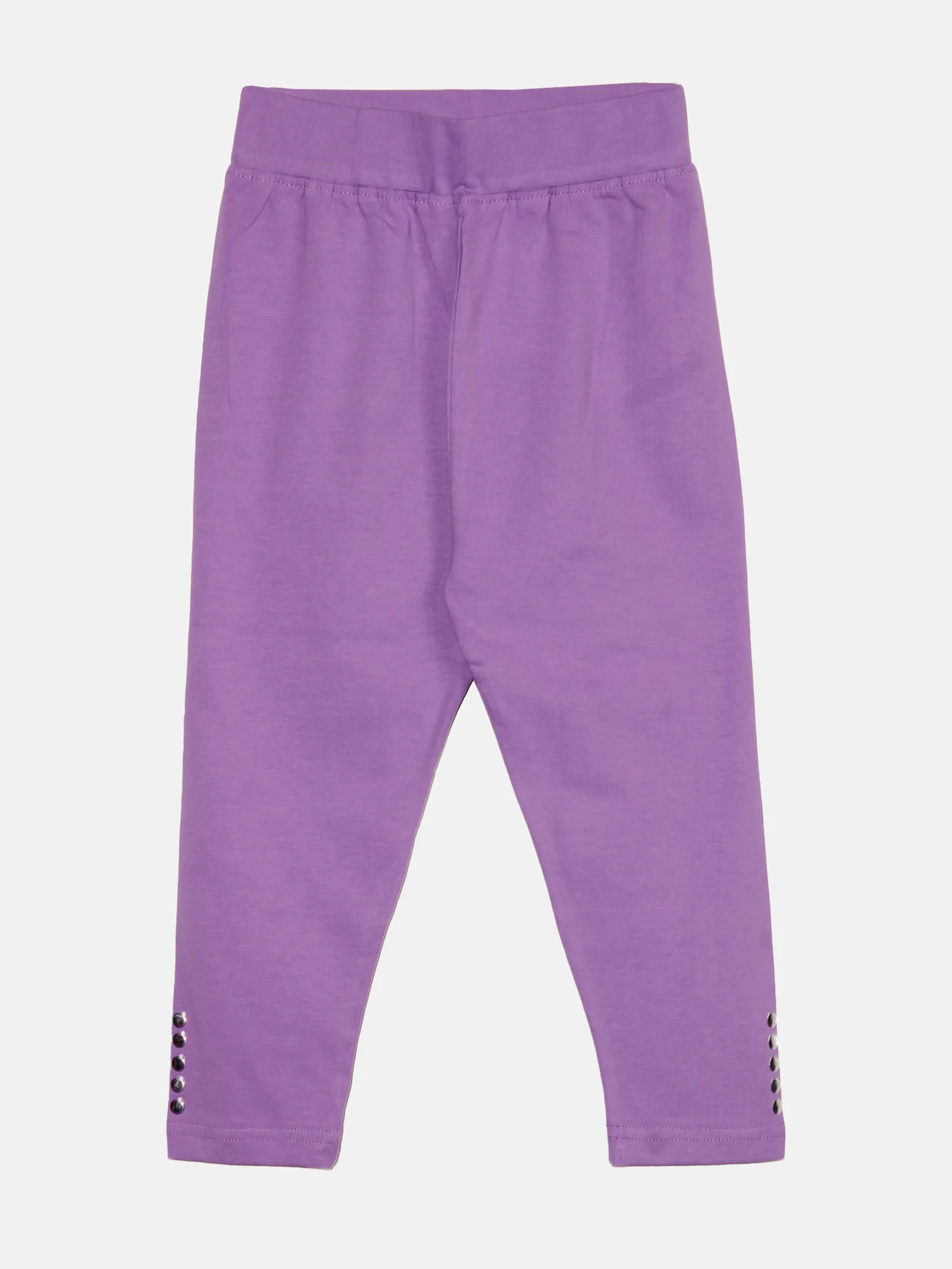 Girls Solid Capri Legging With Stud Pack Of 2
