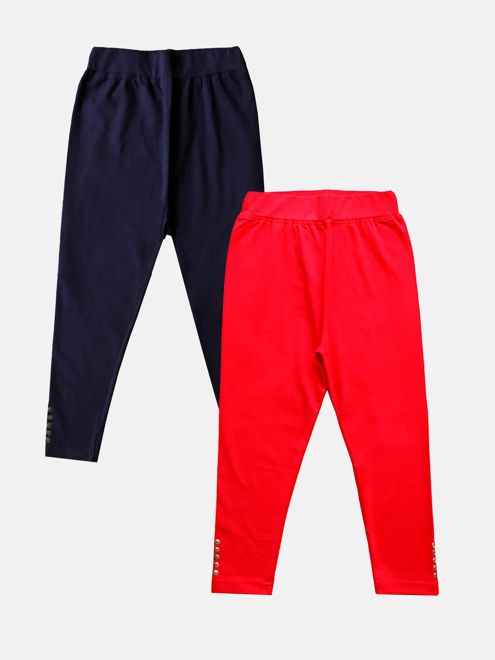 Girls Solid Capri Legging With Stud Pack Of 2