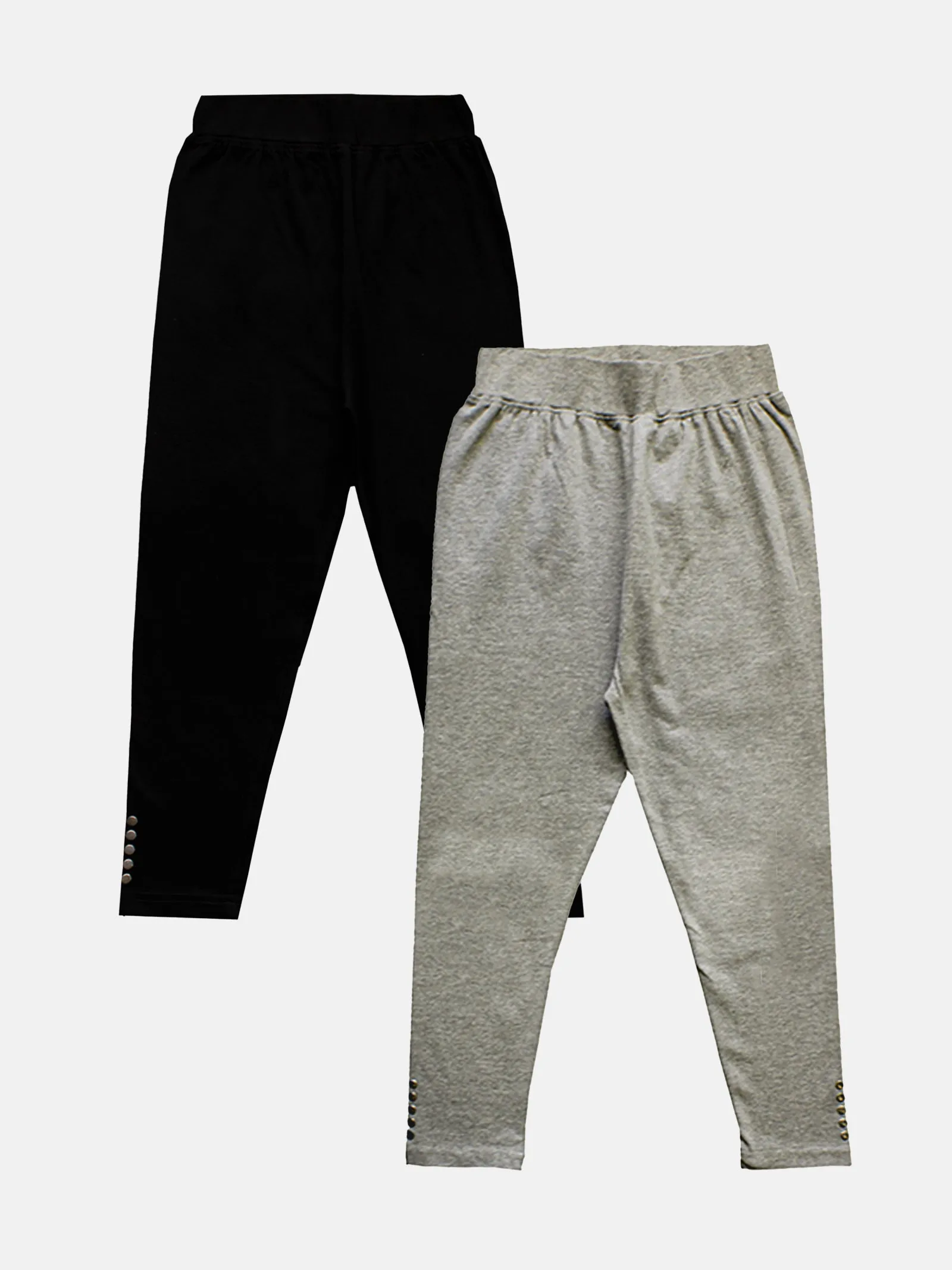 Girls Solid Capri Legging With Stud Pack Of 2