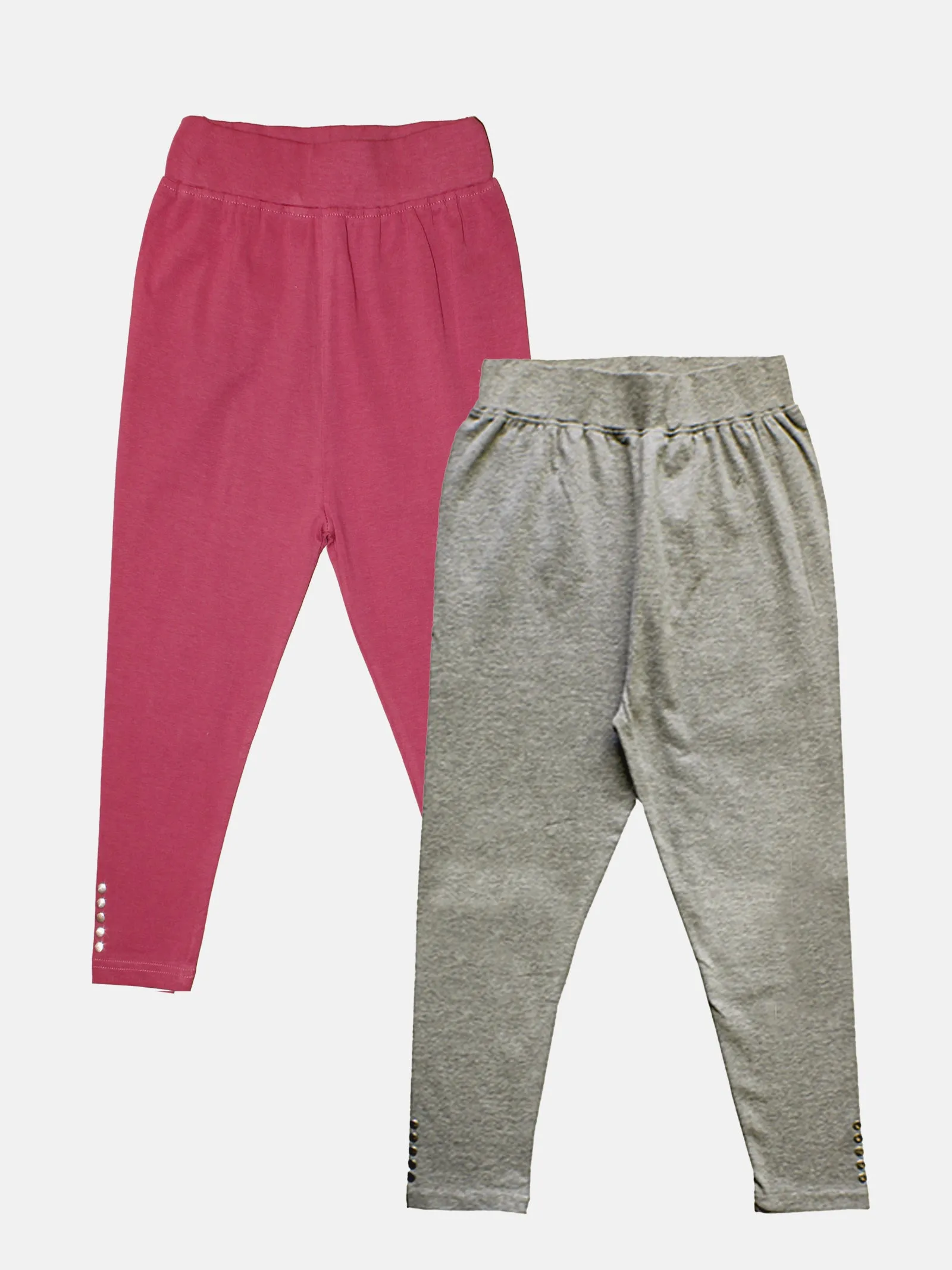 Girls Solid Capri Legging With Stud Pack Of 2