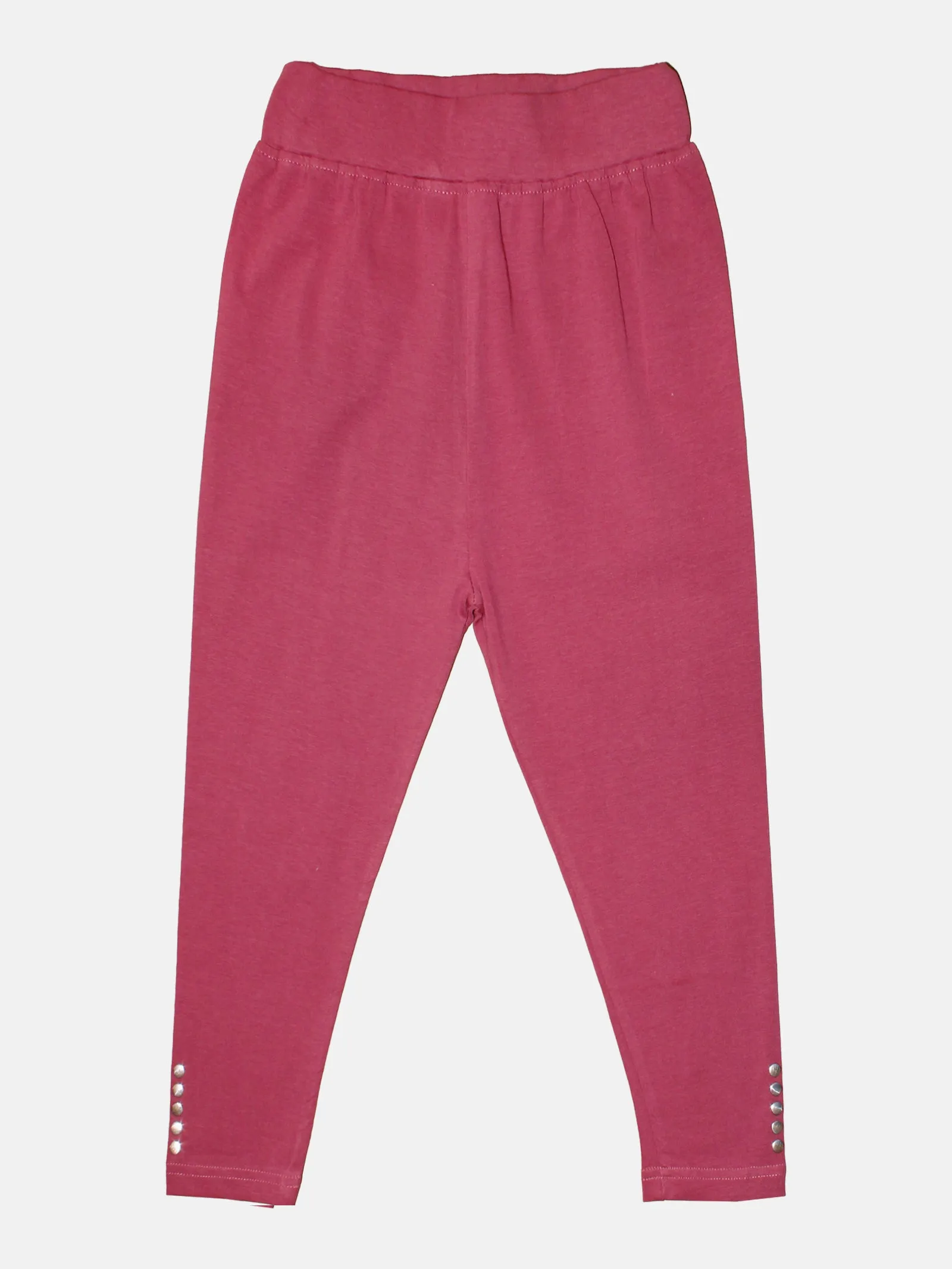 Girls Solid Capri Legging With Stud Pack Of 2