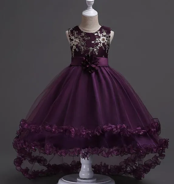Girl's Tail Dress Mesh Skirt Wedding Tutu Skirt Blue Catwalk Dress