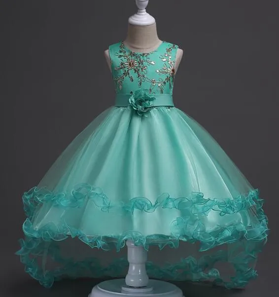 Girl's Tail Dress Mesh Skirt Wedding Tutu Skirt Blue Catwalk Dress