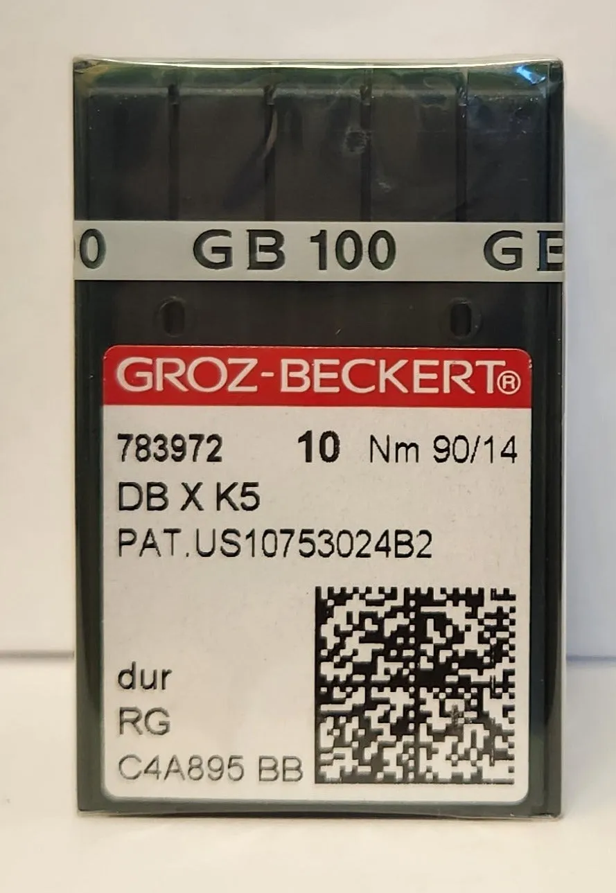 Groz Beckert GB-DBXK5RG | Round Shank | Large Eye | Sharp Point | Commercial Embroidery Needle | Chrome | 100/bx