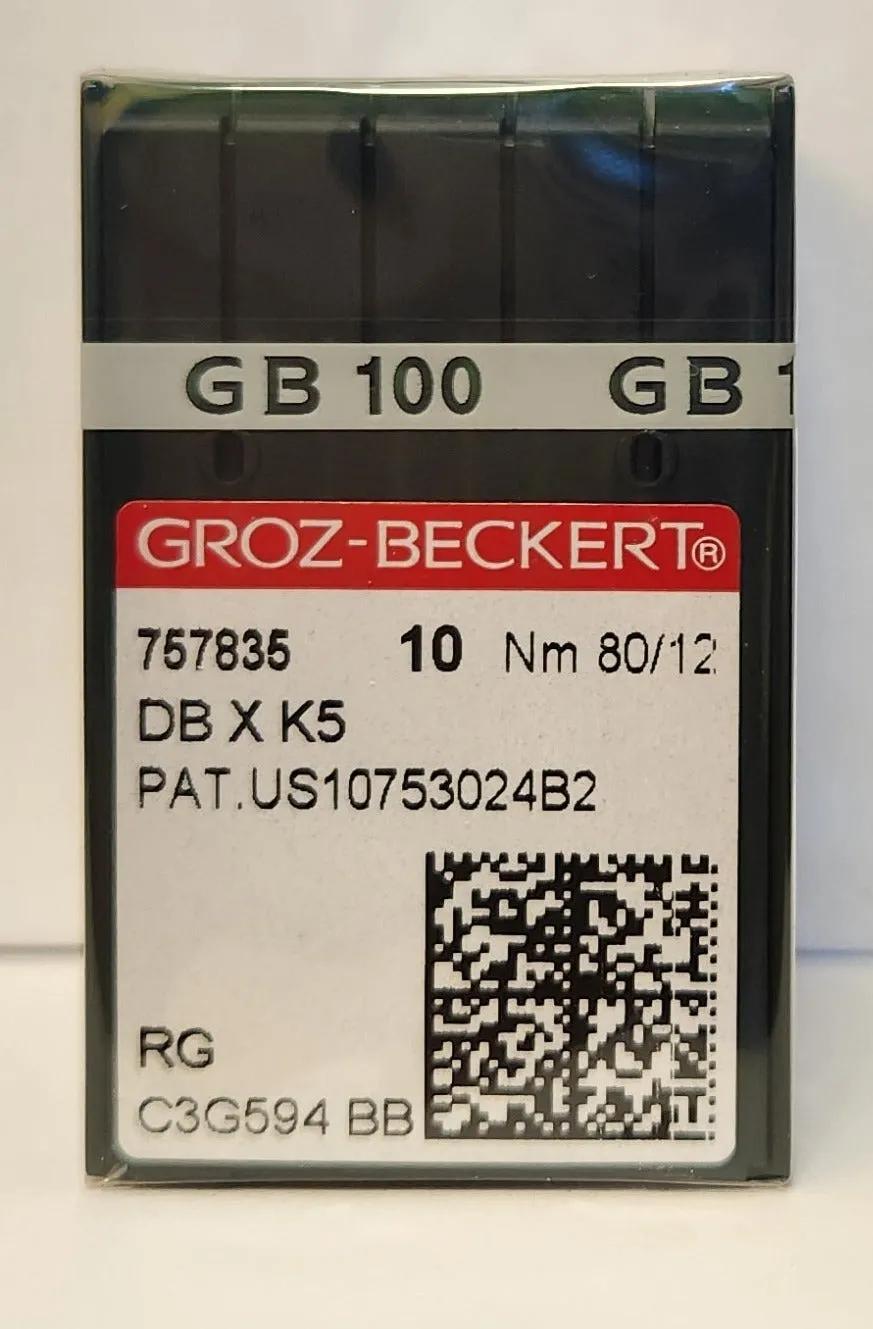 Groz Beckert GB-DBXK5RG | Round Shank | Large Eye | Sharp Point | Commercial Embroidery Needle | Chrome | 100/bx