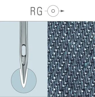 Groz Beckert GB-DBXK5RG | Round Shank | Large Eye | Sharp Point | Commercial Embroidery Needle | Chrome | 100/bx
