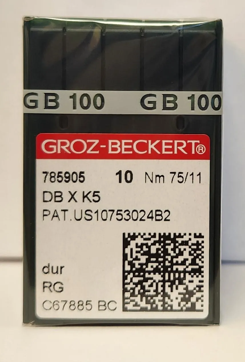 Groz Beckert GB-DBXK5RG | Round Shank | Large Eye | Sharp Point | Commercial Embroidery Needle | Chrome | 100/bx