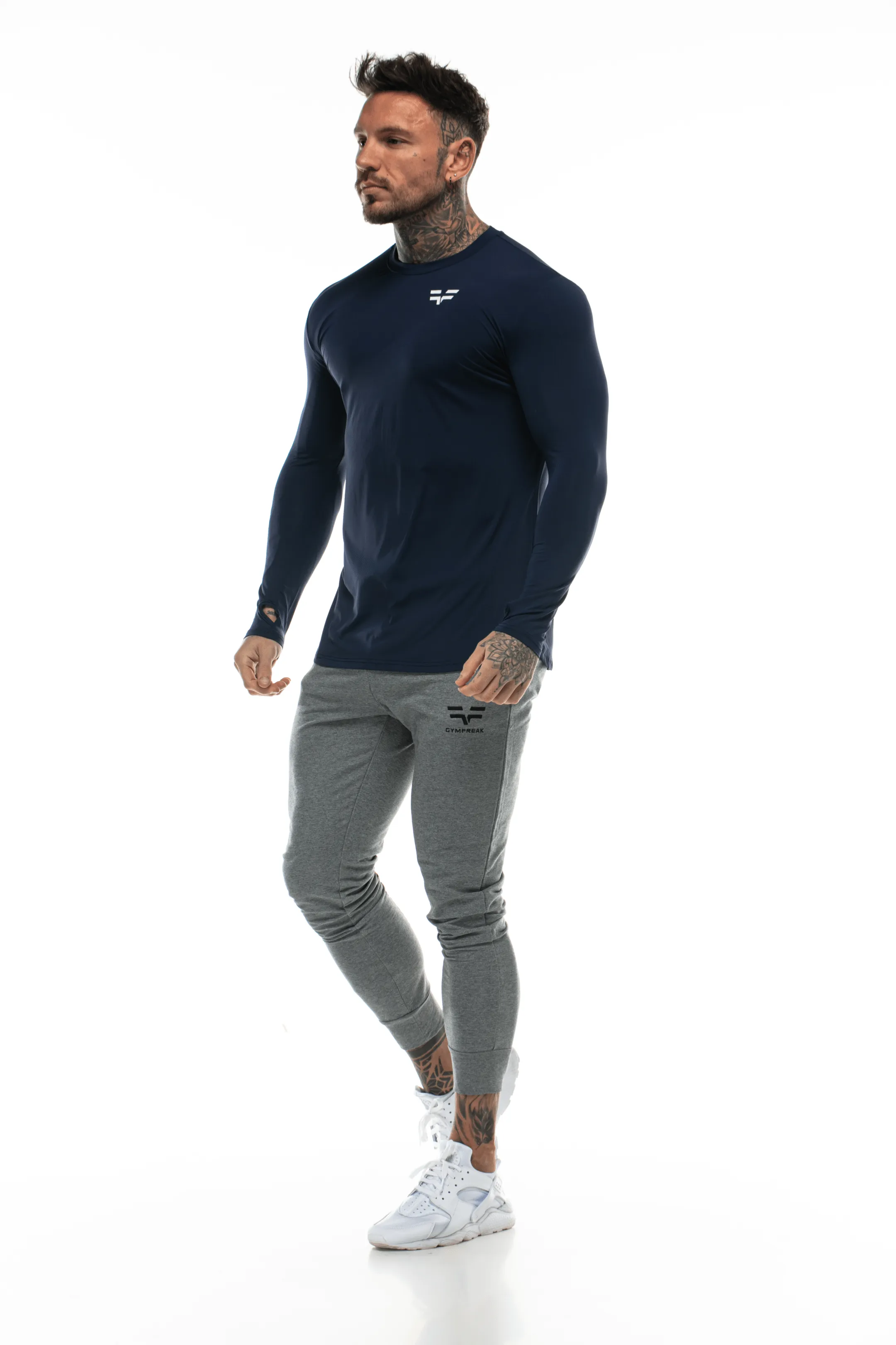 GymFreak Mens Long Sleeve Active T-shirt - Blue