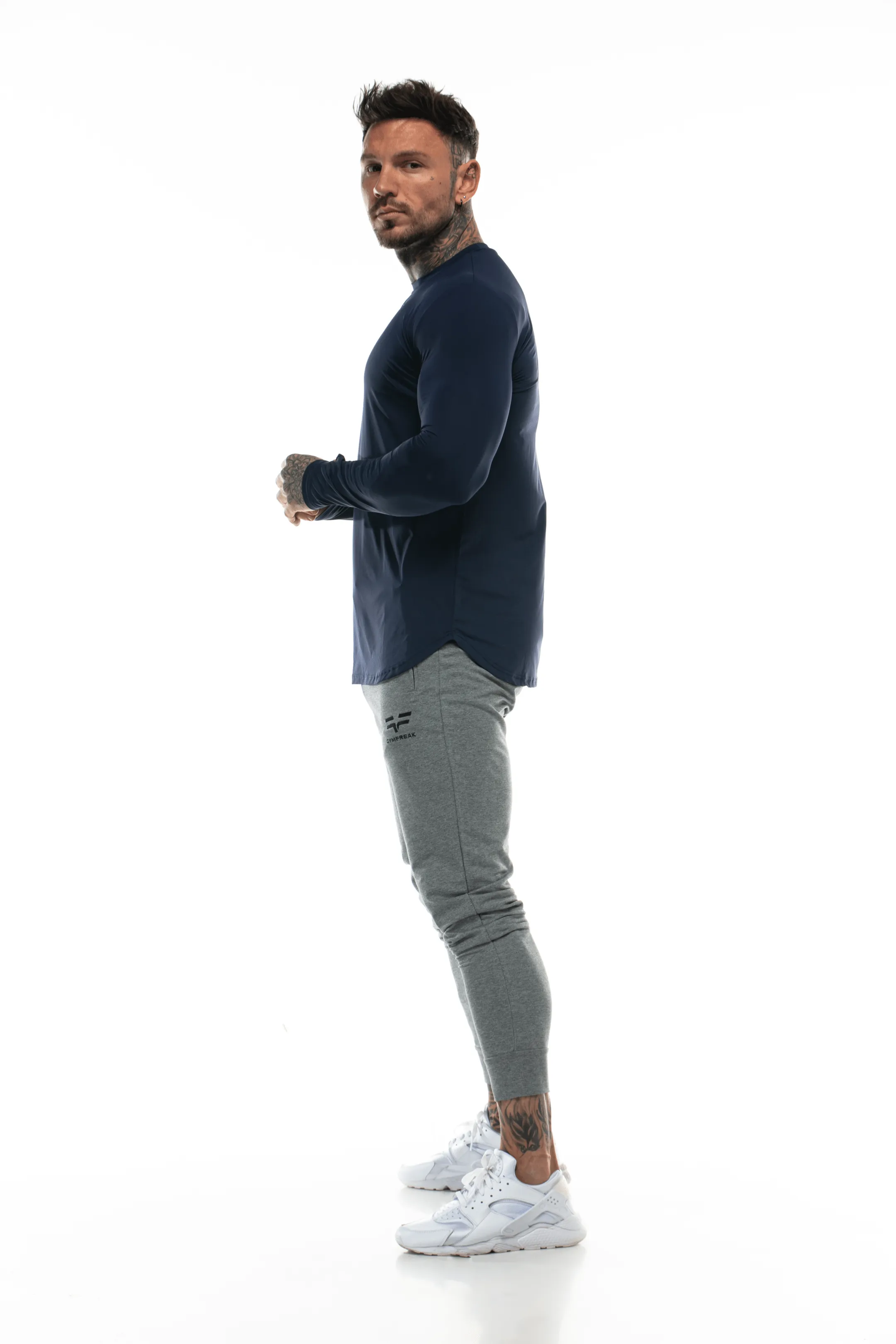 GymFreak Mens Long Sleeve Active T-shirt - Blue