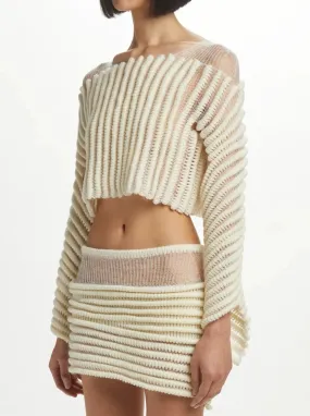 Hand Knit 3D Stripe Knit Top