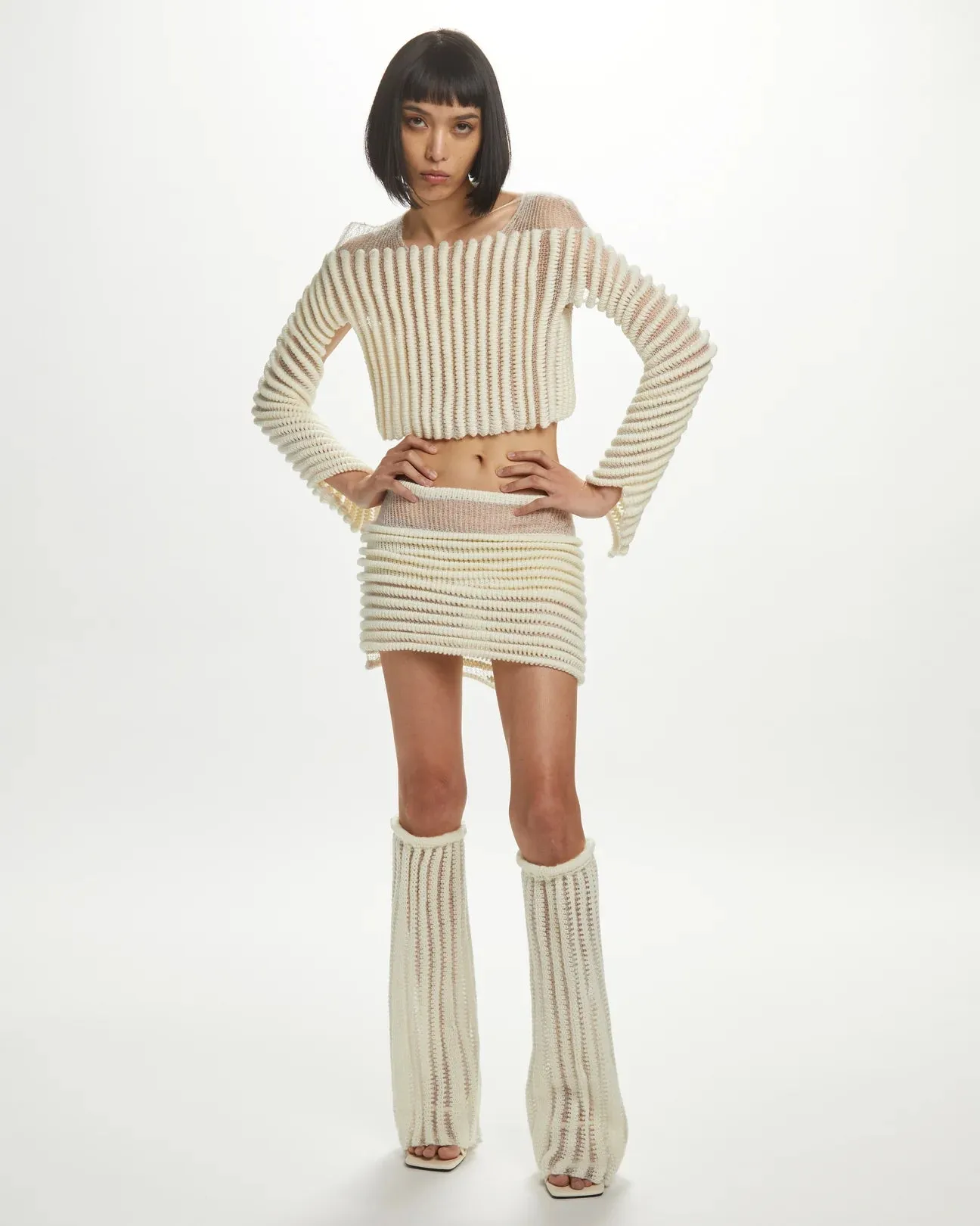 Hand Knit 3D Stripe Knit Top