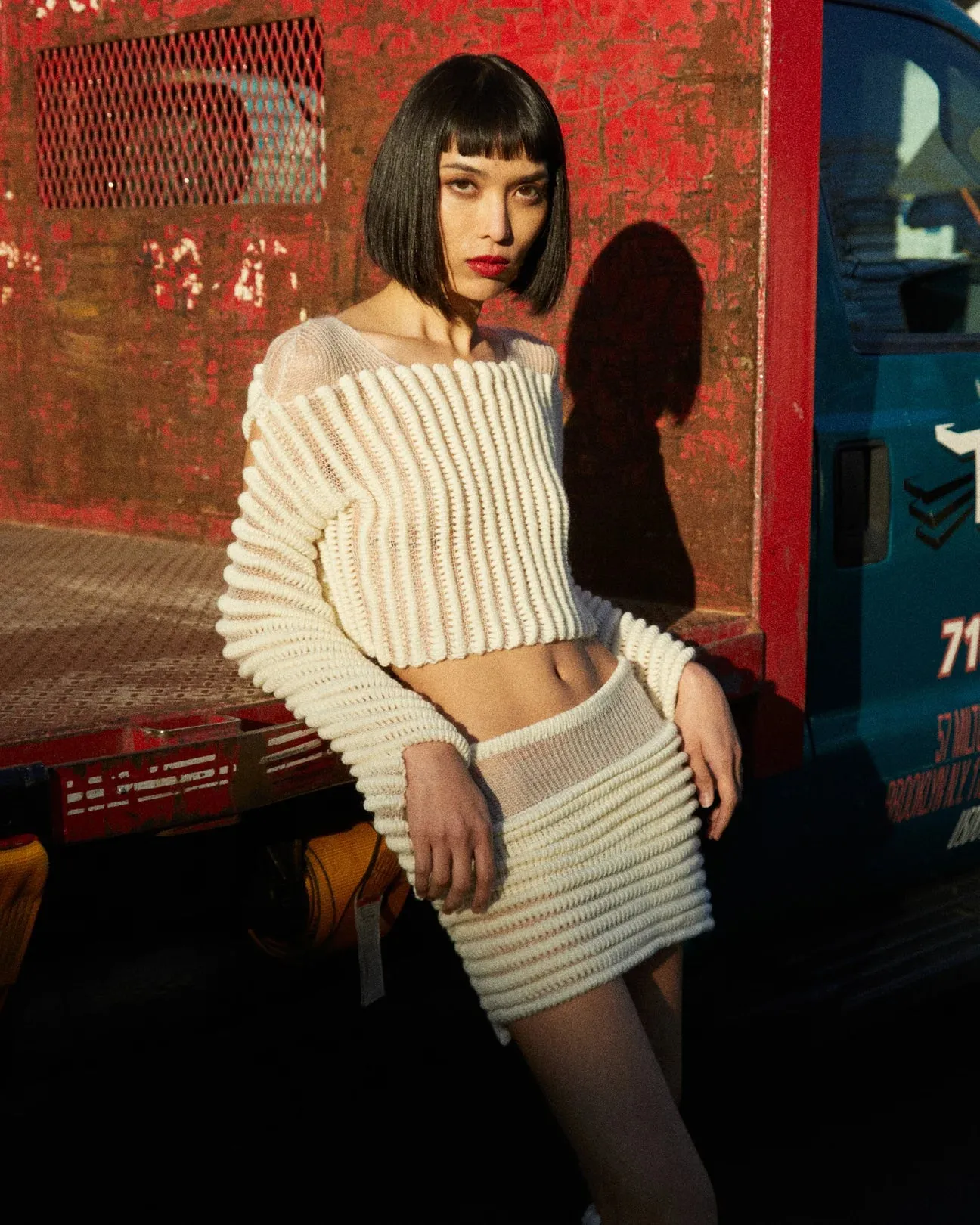 Hand Knit 3D Stripe Knit Top