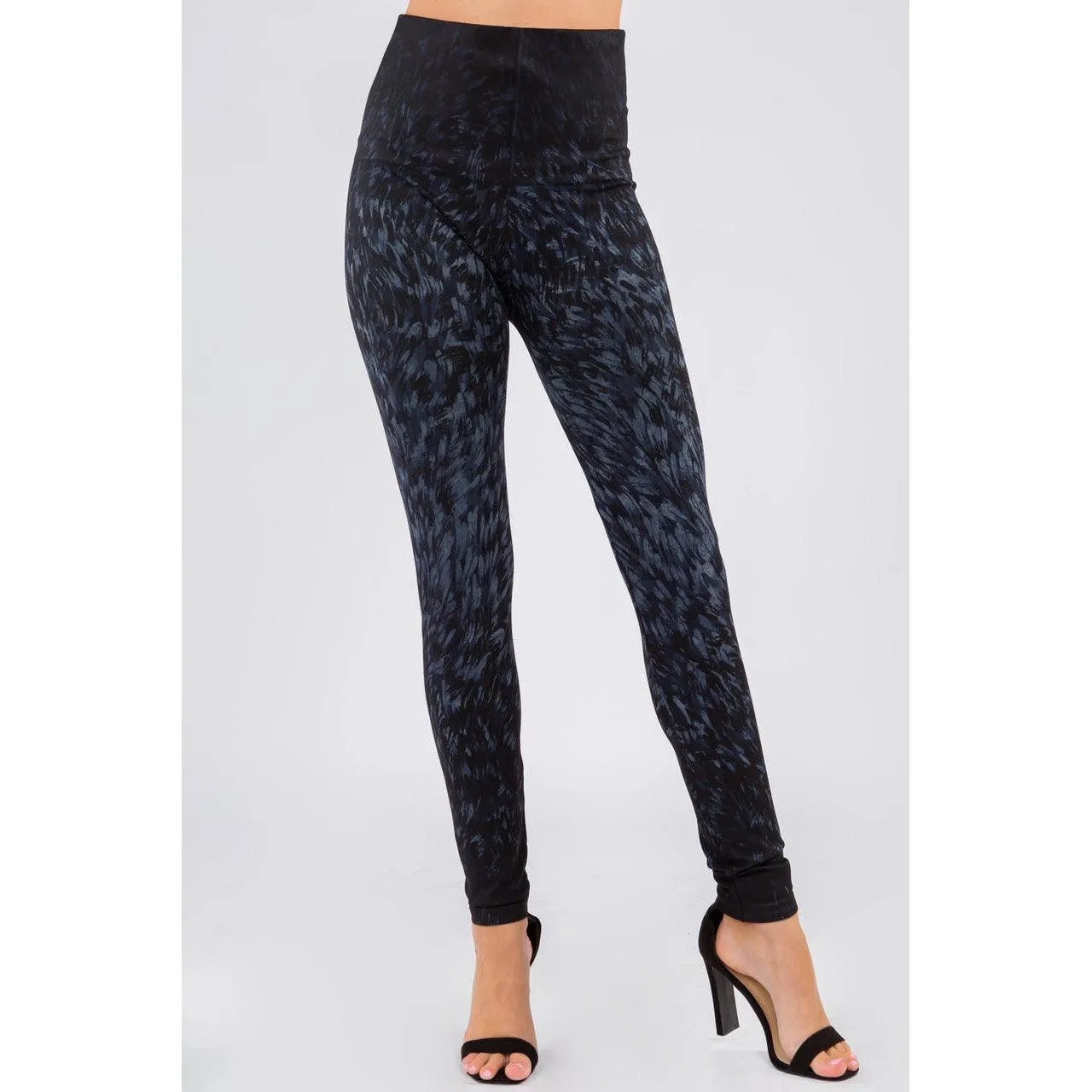 High Waist Crop Length Jeans Leggings in Small Paint Stroke