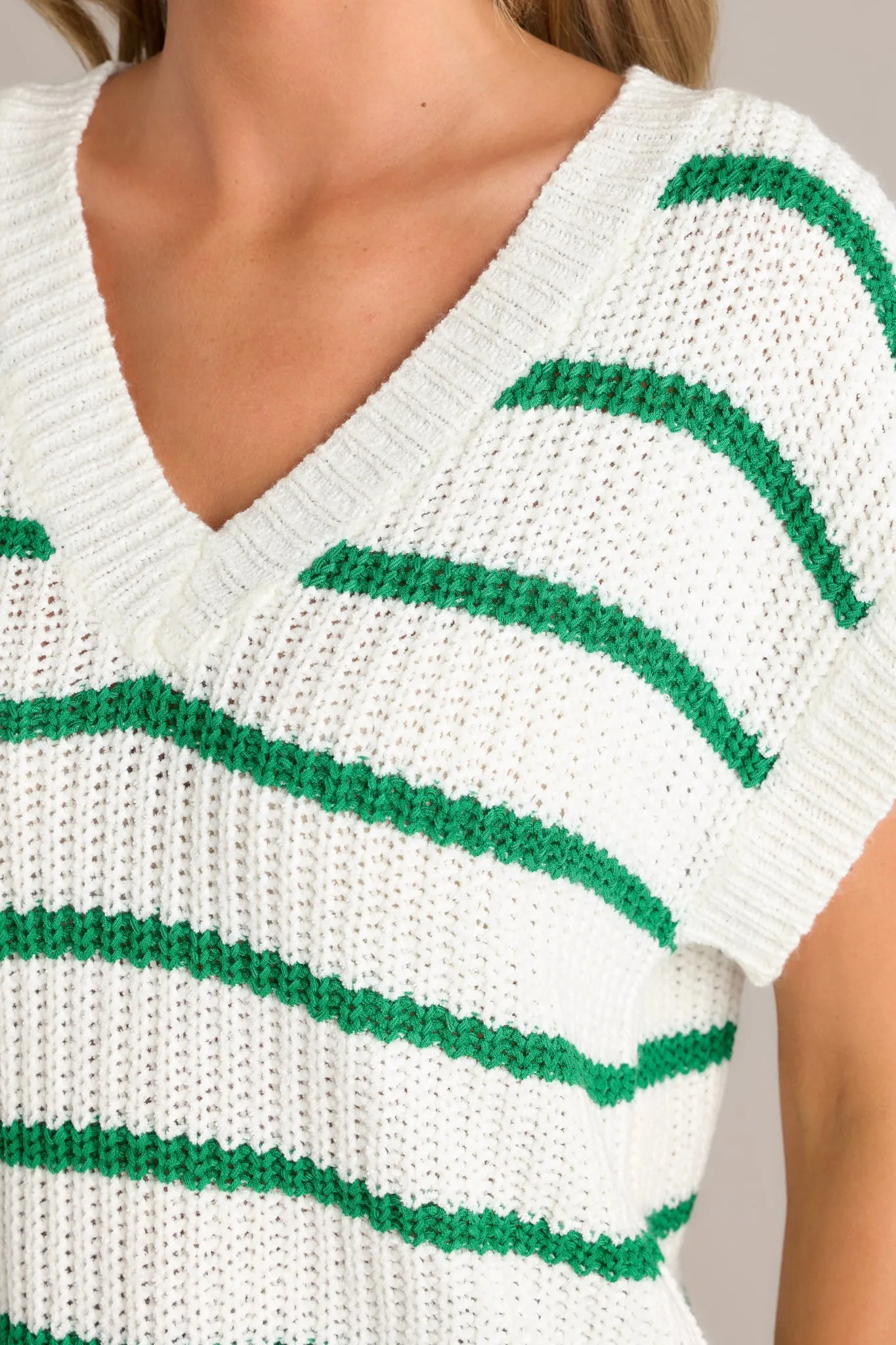 Horizon Knit Green Stripe Sweater Top