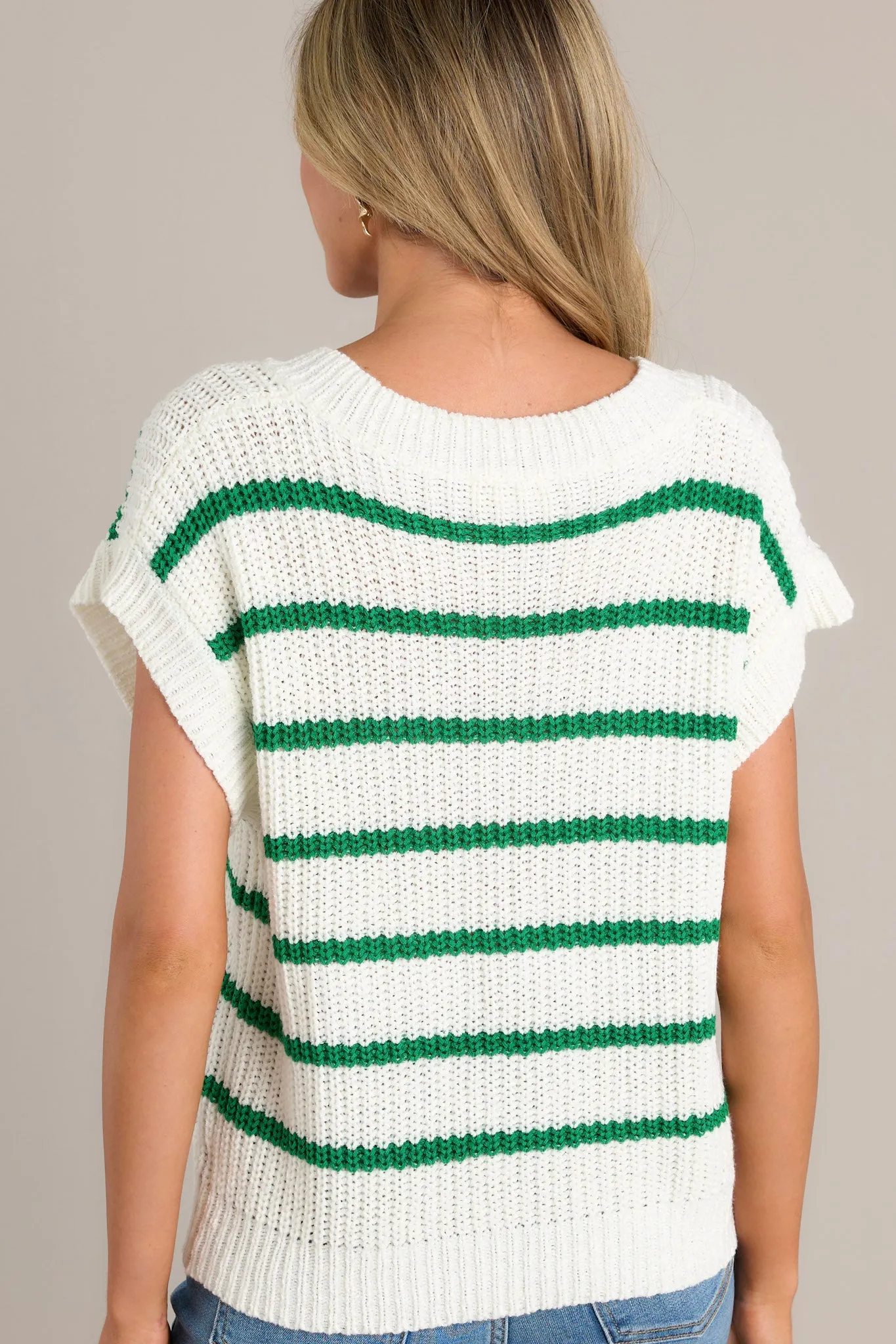 Horizon Knit Green Stripe Sweater Top