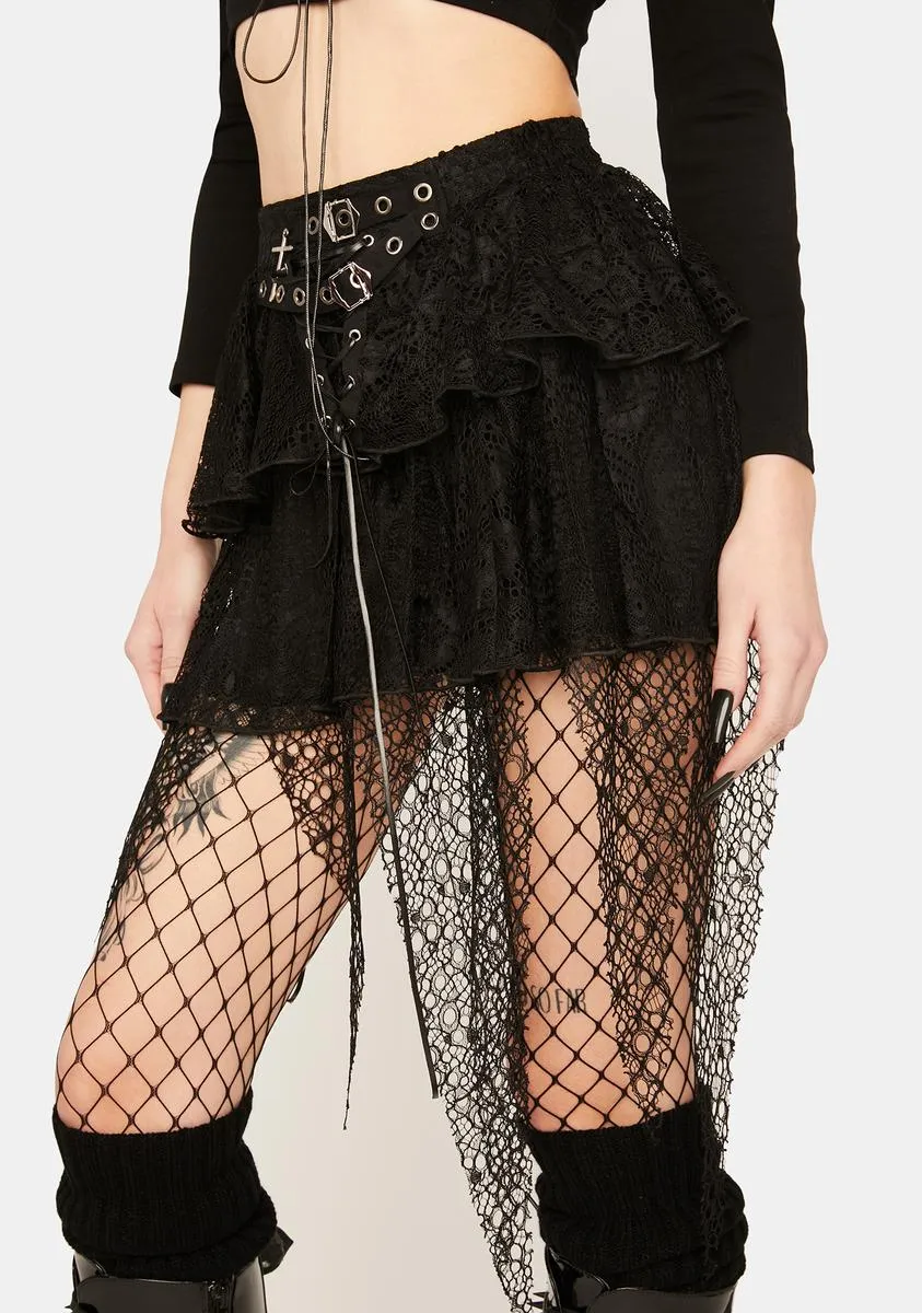 Irregular Lace Mini Skirt