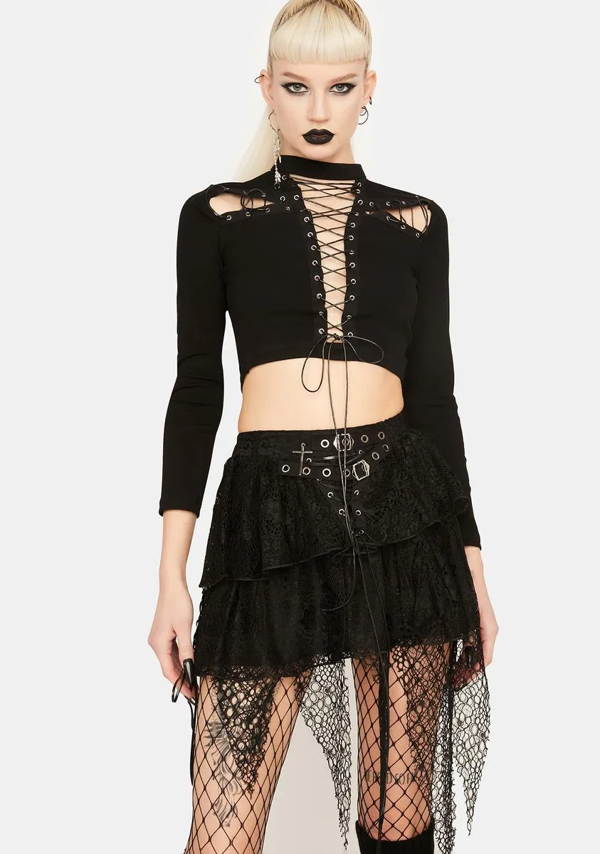 Irregular Lace Mini Skirt