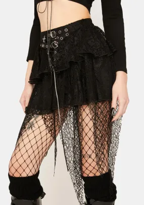 Irregular Lace Mini Skirt