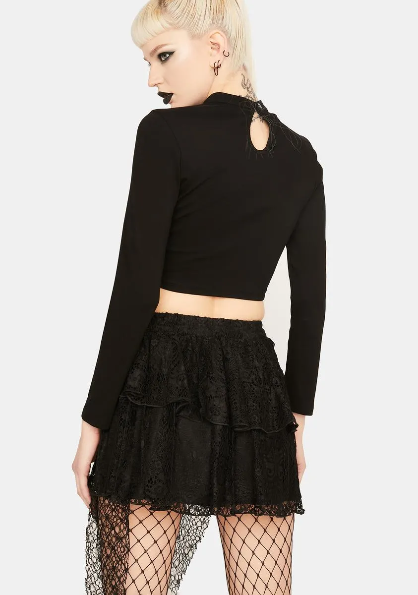 Irregular Lace Mini Skirt
