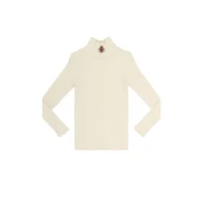 Ivory Logo Rib Mock Neck