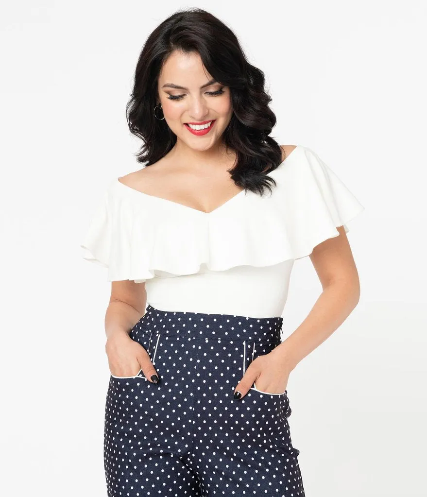 Ivory Ruffle Frenchie Knit Top