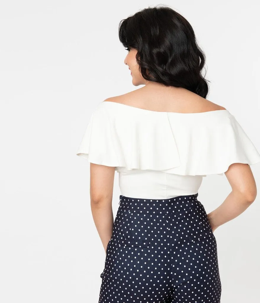 Ivory Ruffle Frenchie Knit Top