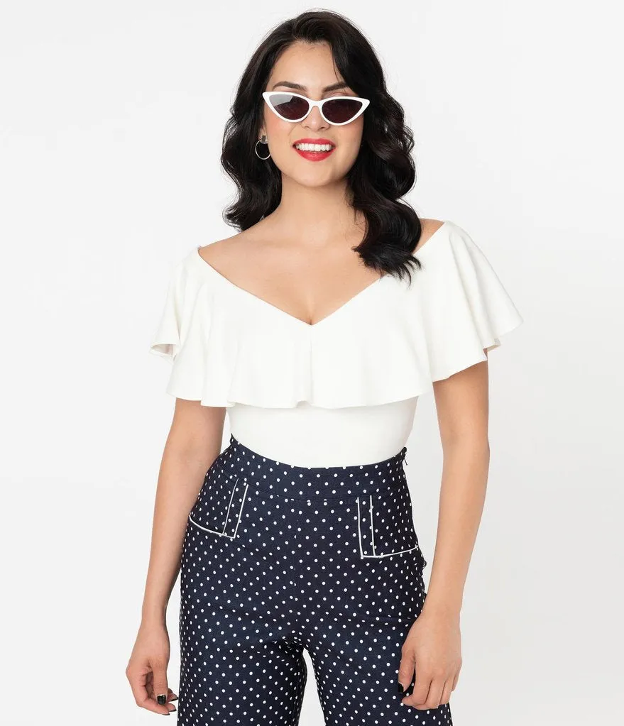 Ivory Ruffle Frenchie Knit Top