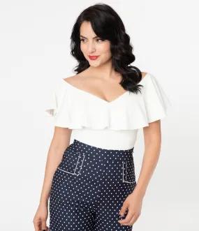 Ivory Ruffle Frenchie Knit Top