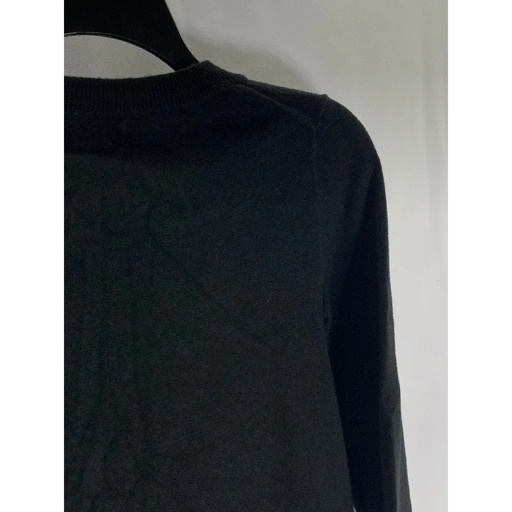 J. CREW MERCANTILE Women's Black Solid Crewneck Cotton-Blend Sweater SZ XS