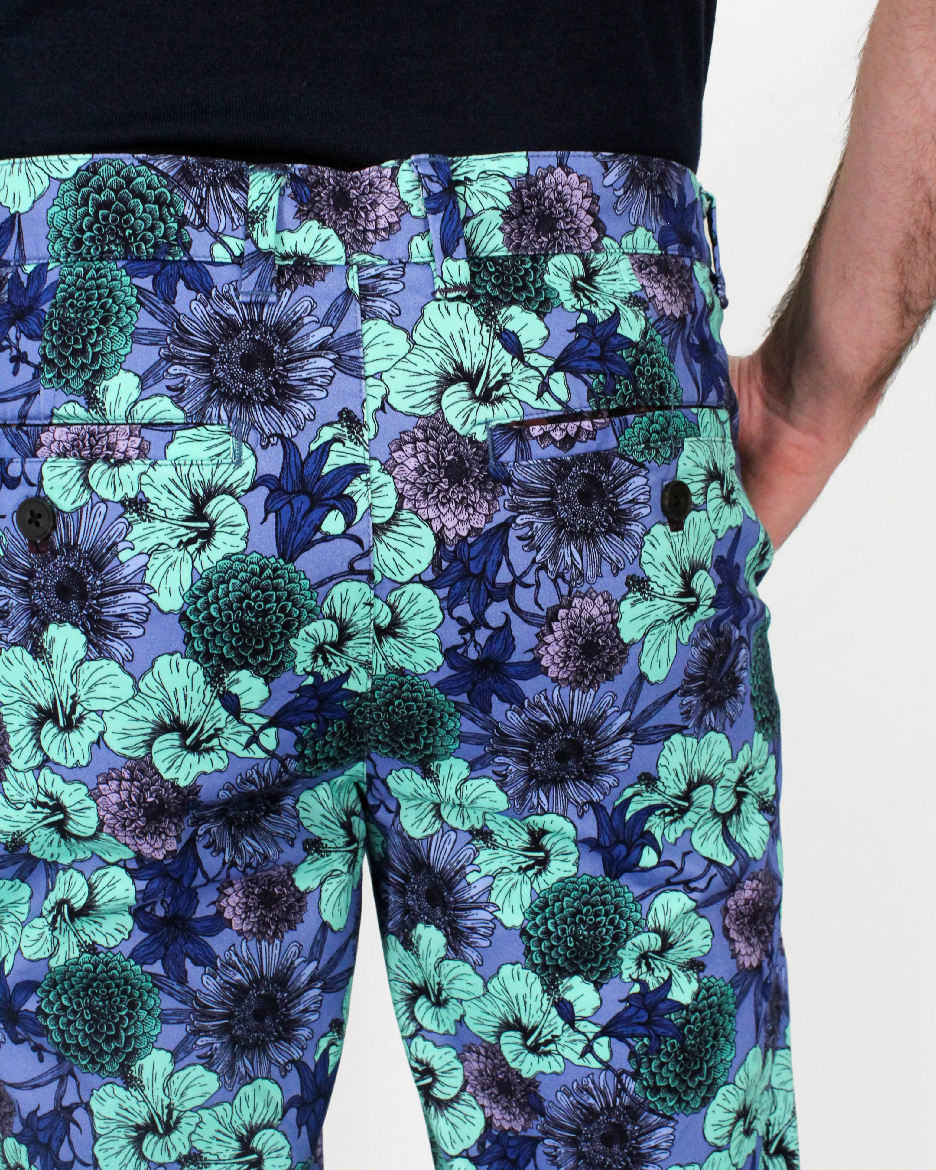 JACK LUX HIBISCUS GARDEN PANTS IN BLUE