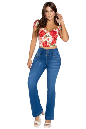 Jackie London Jeans 2319 - High Rise Slim Flare Push Up Jeans