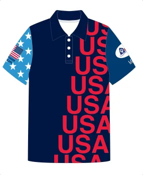 JR POLO SHIRT TOP SHORT SLEEVE NAVY | USODA NORTH AMERICANS | PSNLZ'D