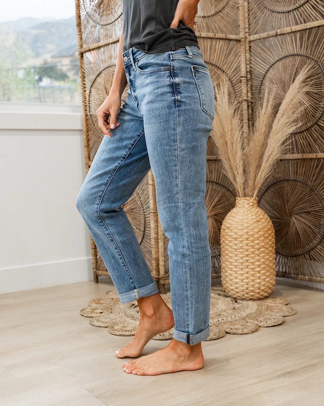 Judy Blue Evalina Roll Hem Boyfriend Jeans