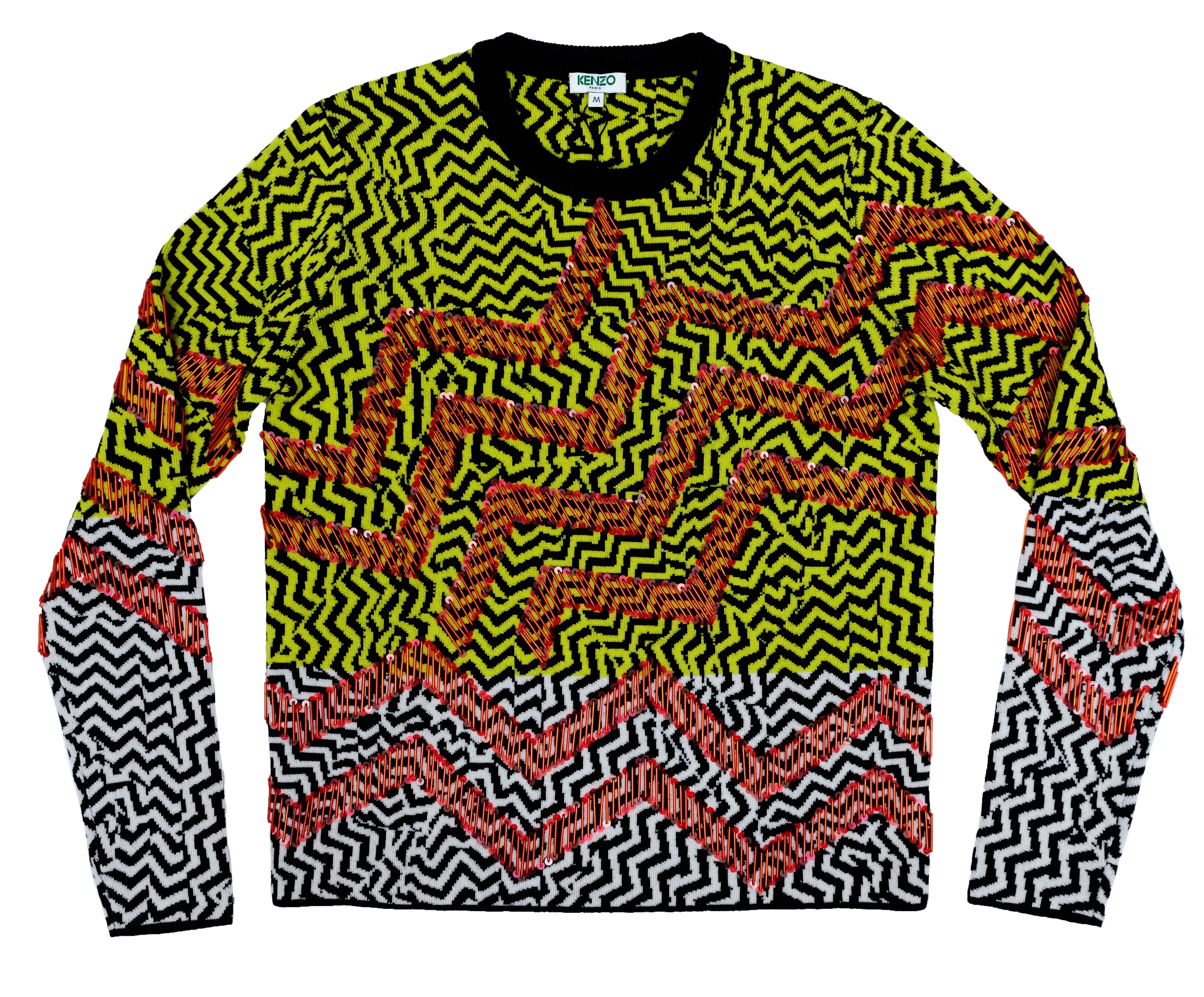 Kenzo Vintage Zigzag Jumper with Red Sequins, UK10-12