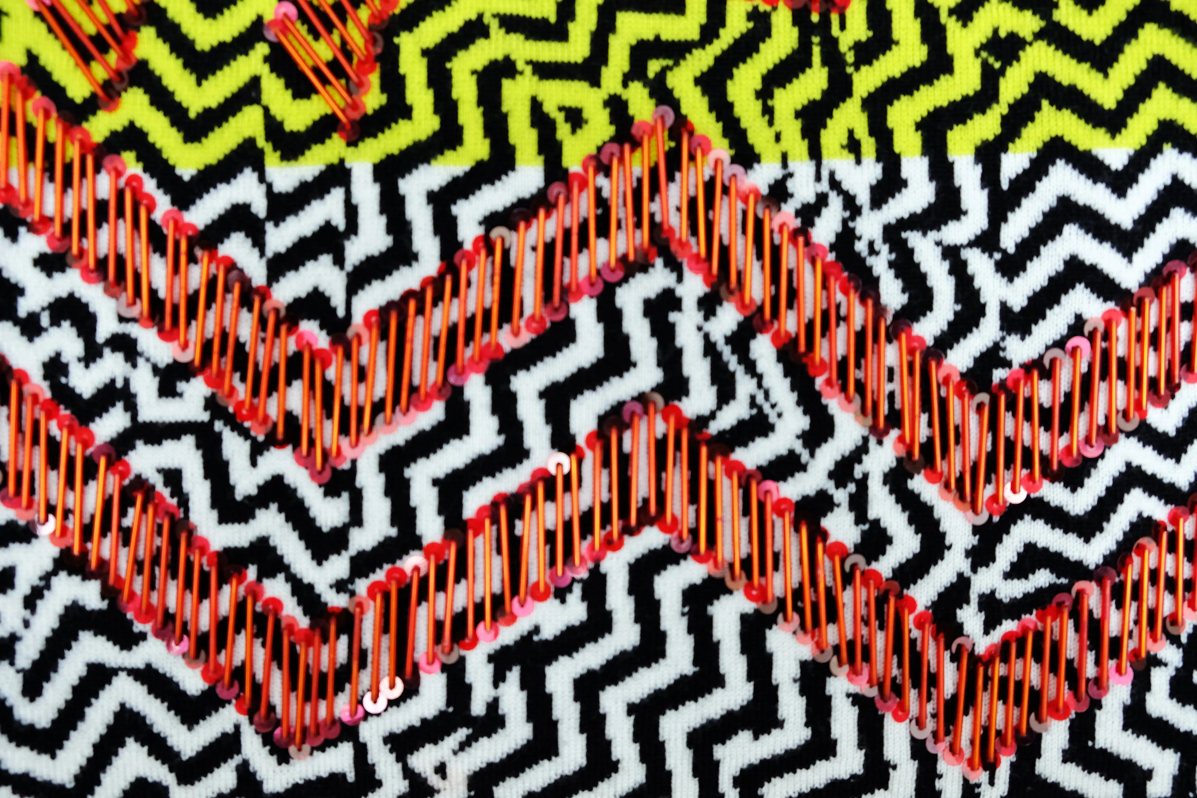 Kenzo Vintage Zigzag Jumper with Red Sequins, UK10-12