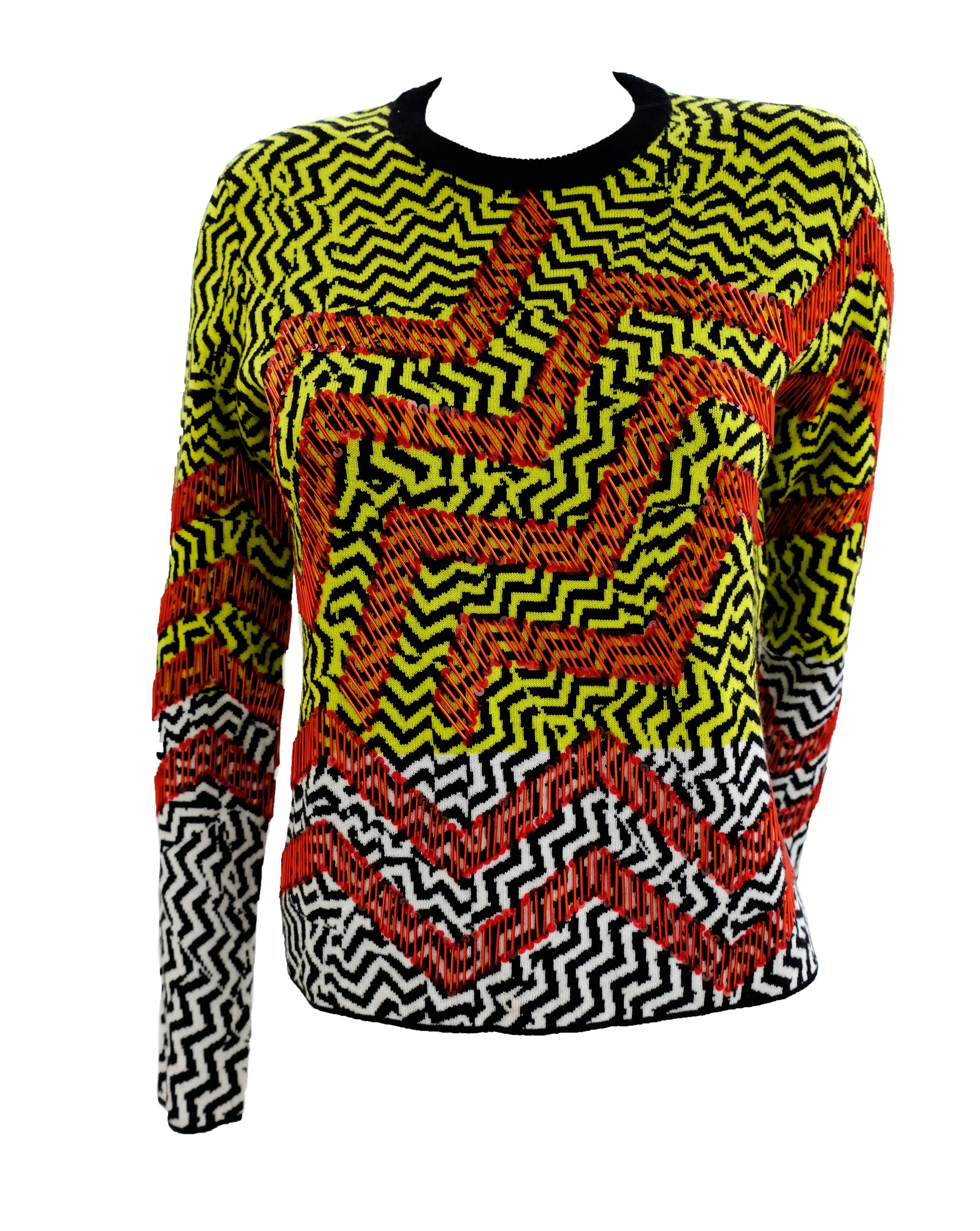 Kenzo Vintage Zigzag Jumper with Red Sequins, UK10-12